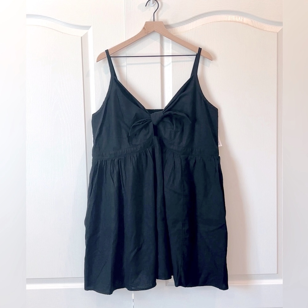 Fit & Flare Tie Front Linen Blend Dress